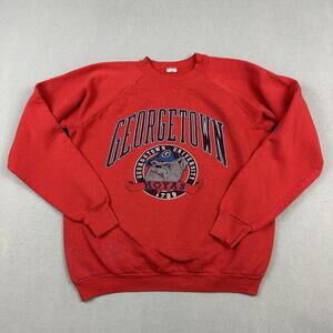 Vintage Georgetown Hoyas Sweatshirt Men XL Red NCAA Basketball College Crewneck